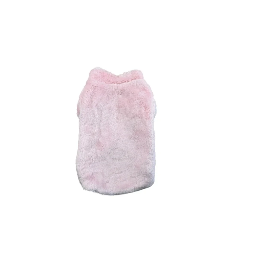 Roxy & Lulu Pink Plush Dog‎ Coat Faux Fur Hood Rhinestone Trim NWT